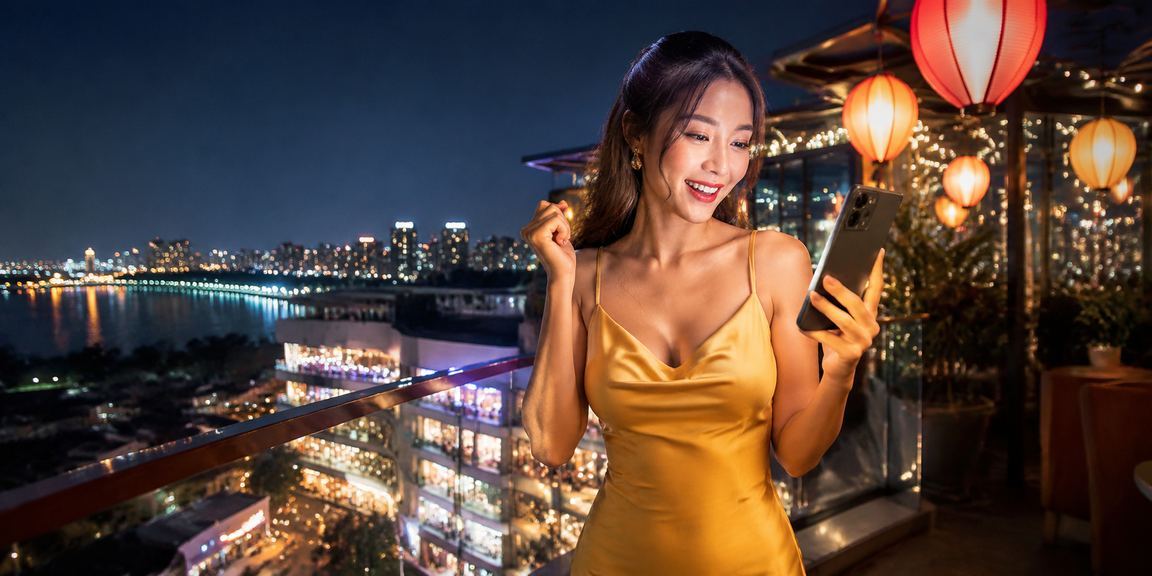 Người dùng Hà Nội truy cập giải thưởng casino 4212 trên điện thoại di động tại khu chợ đêm